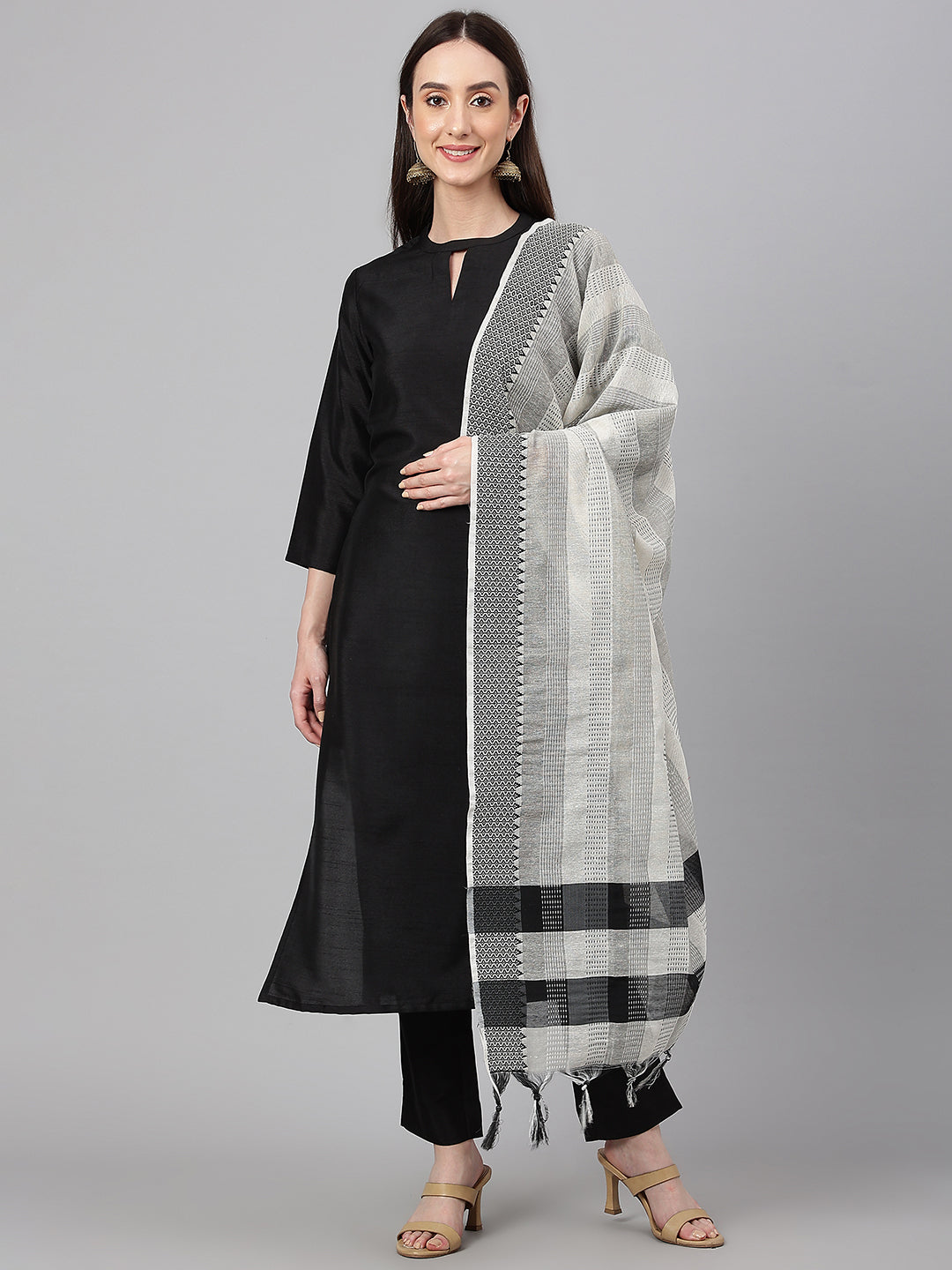 Janasya Women's Black Crepe Silk Solid Straight Festival Kurta Set - Distacart