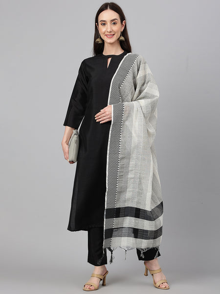 Janasya Women's Black Crepe Silk Solid Straight Festival Kurta Set - Distacart
