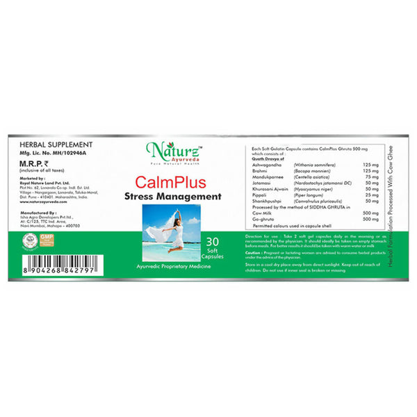 Naturz Ayurveda Calm Plus Capsules - Distacart