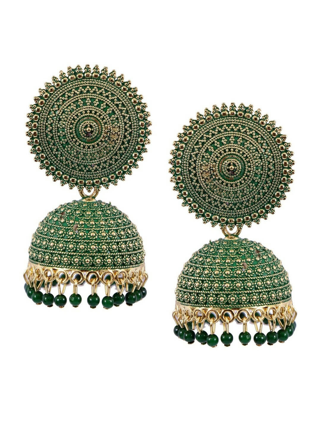 Mominos Fashion Joharkamal Gold-Plated Meenakari Jhumkas For Women & Girls (Green) - Distacart