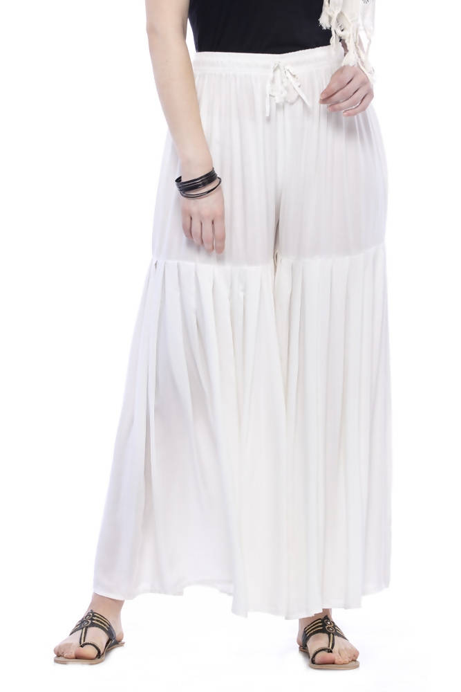 Mominos Fashion Reyon Cotton Off White Palazzo - Distacart