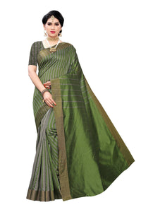 Thumbnail for Vamika Paithani Green Cotton Silk Weaving Saree (Paithani Green) - Distacart