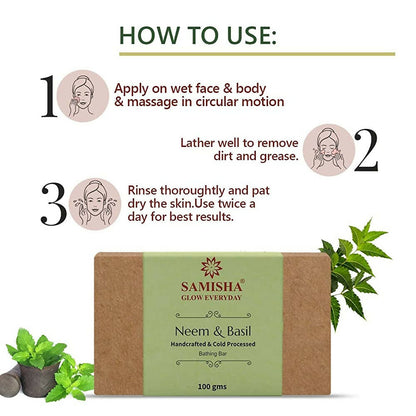 Samisha Organic Neem & Basil Skin Clearing Bathing Bar - Distacart