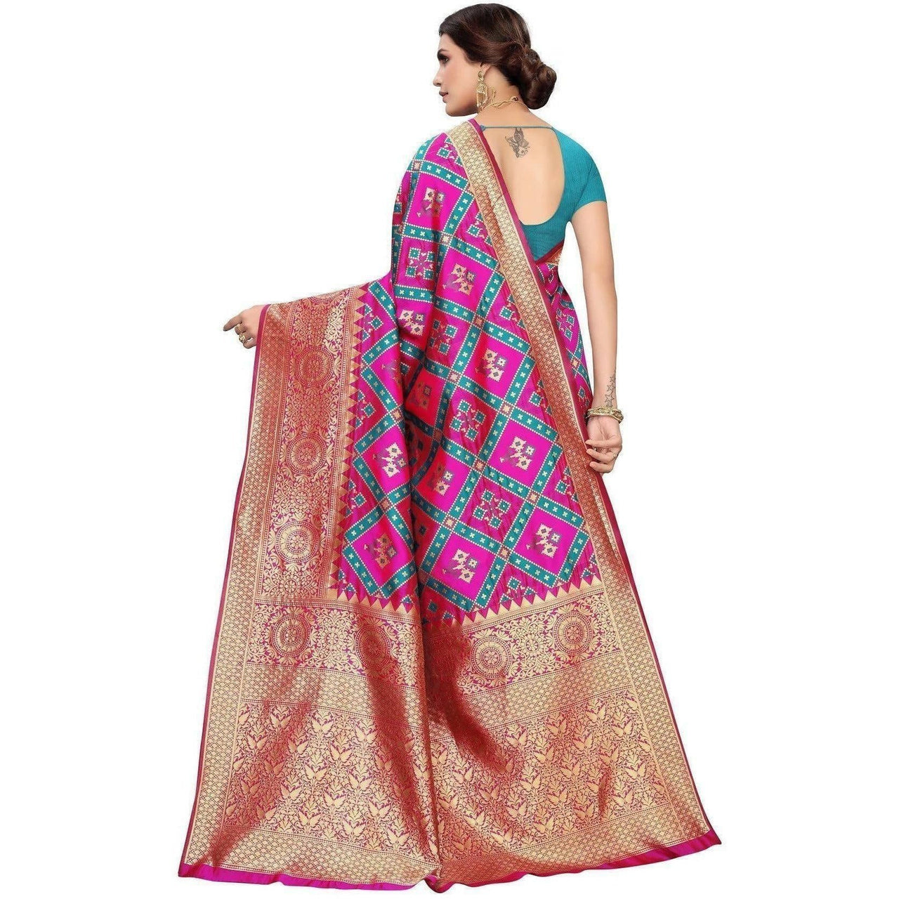 Vamika Banarasi Jaquard Pink Weaving Saree (Banarasi 17)