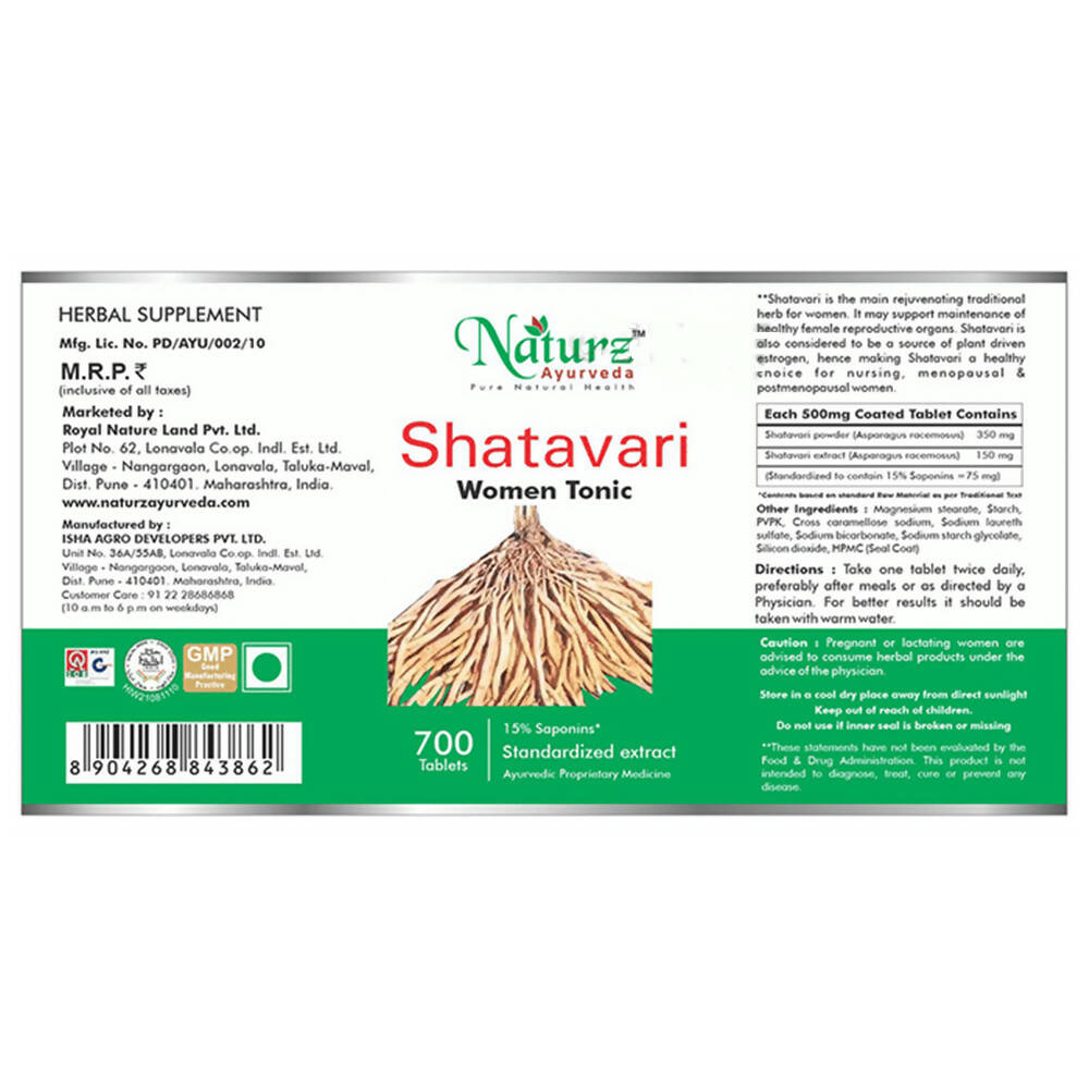 Naturz Ayurveda Shatavari Women Tonic Tablets - Distacart