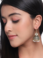 Thumbnail for NVR Women Gold Toned Contemporary Jhumkas Earrings - Distacart