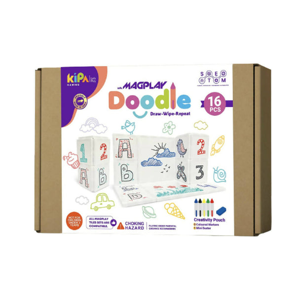 Kipa MagPlay Doodle Magnetic Tiles 16 Pieces for Kids - Distacart