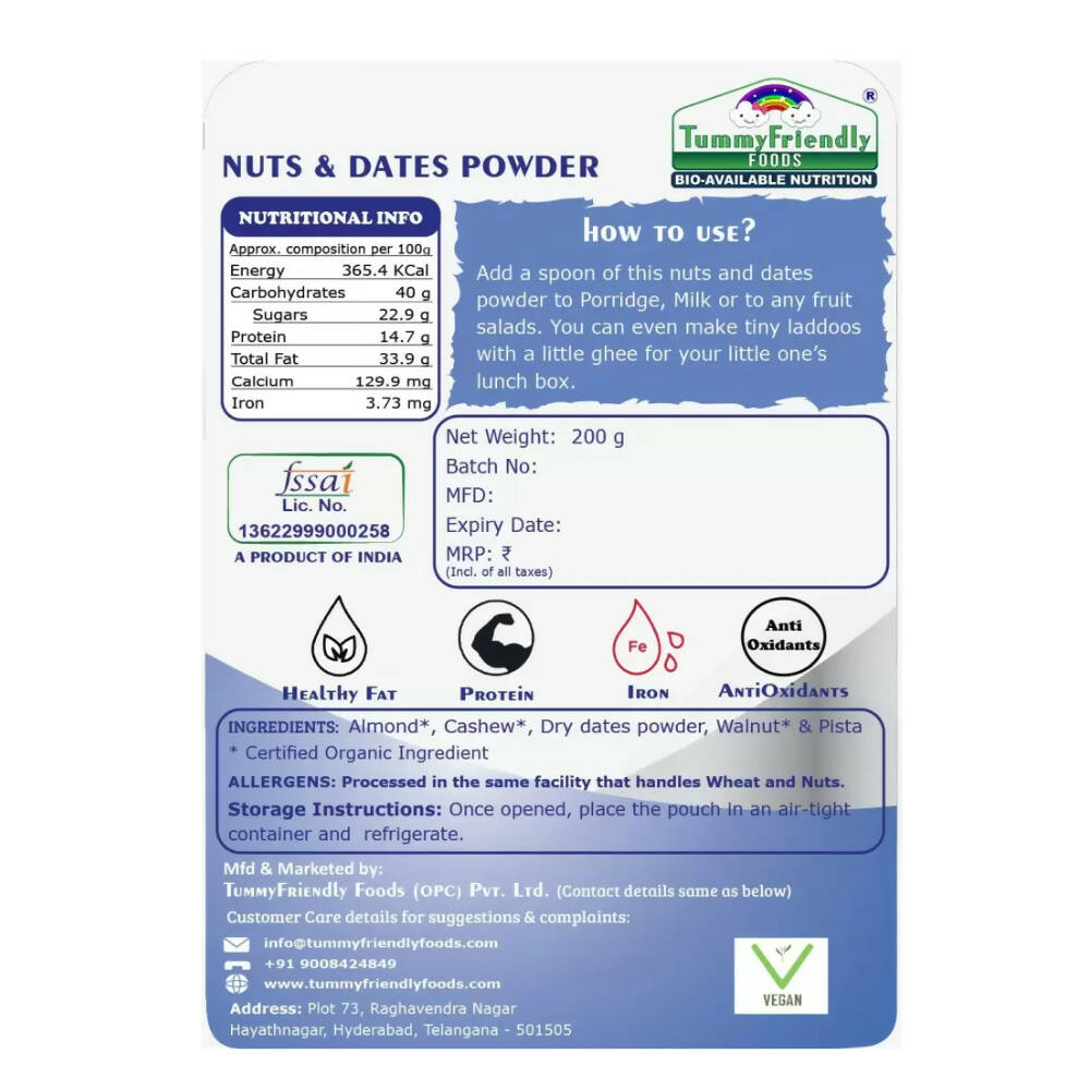 TummyFriendly Foods Premium Nuts and Dates Powder - Distacart