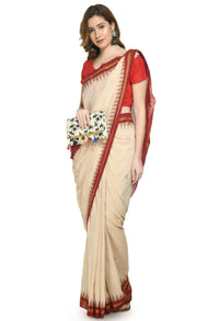 Thumbnail for Vamika Sambalpuri Ikat Cotton Special Buti Tasrite & Maroon Saree - Distacart