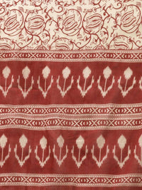 Thumbnail for Yufta Maroon & Beige Ethnic Motifs Screen Print Cotton Straight Kurta Palazzo & Dupatta