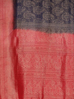 Thumbnail for Kalamandir Ethnic Motifs Dark Blue Silk Blend Saree