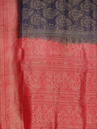 Thumbnail for Kalamandir Ethnic Motifs Dark Blue Silk Blend Saree
