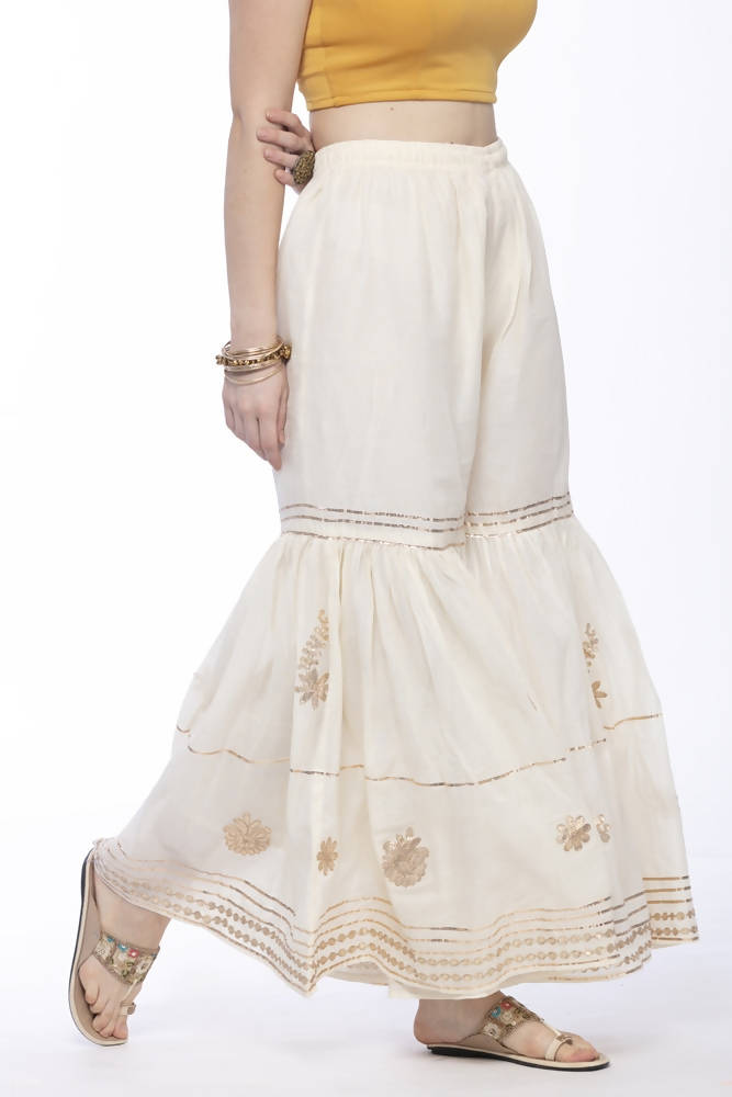 Mominos Fashion Cotton Off White Beautiful Gotta Work Sharara - Distacart