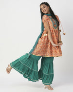 Thumbnail for Lil Drama Raangoli Girls Orange Kurta With Sharara&Dupatta Set - Distacart