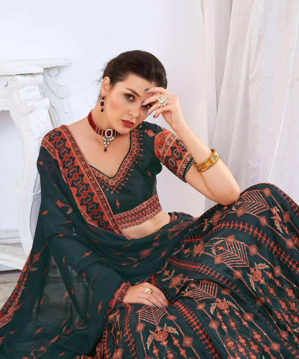 Wedding Designer Black Chinon Lehengha Choli - Anbazaar - Distacart