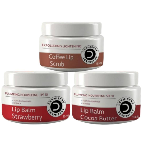 Dermistry Coffee Scrub & Strawberry Cocoa Butter Nourishing Lip Balm - Distacart