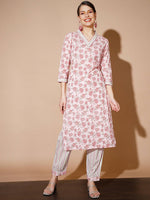 Thumbnail for Myshka Women Pink Floral Kurta & Trousers - Distacart