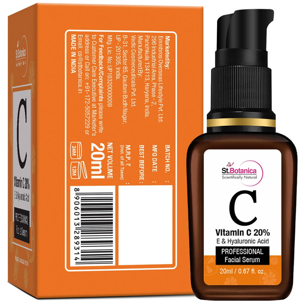 St.Botanica Vitamin C 20% E & Hyaluronic Acid Professional Facial Serum