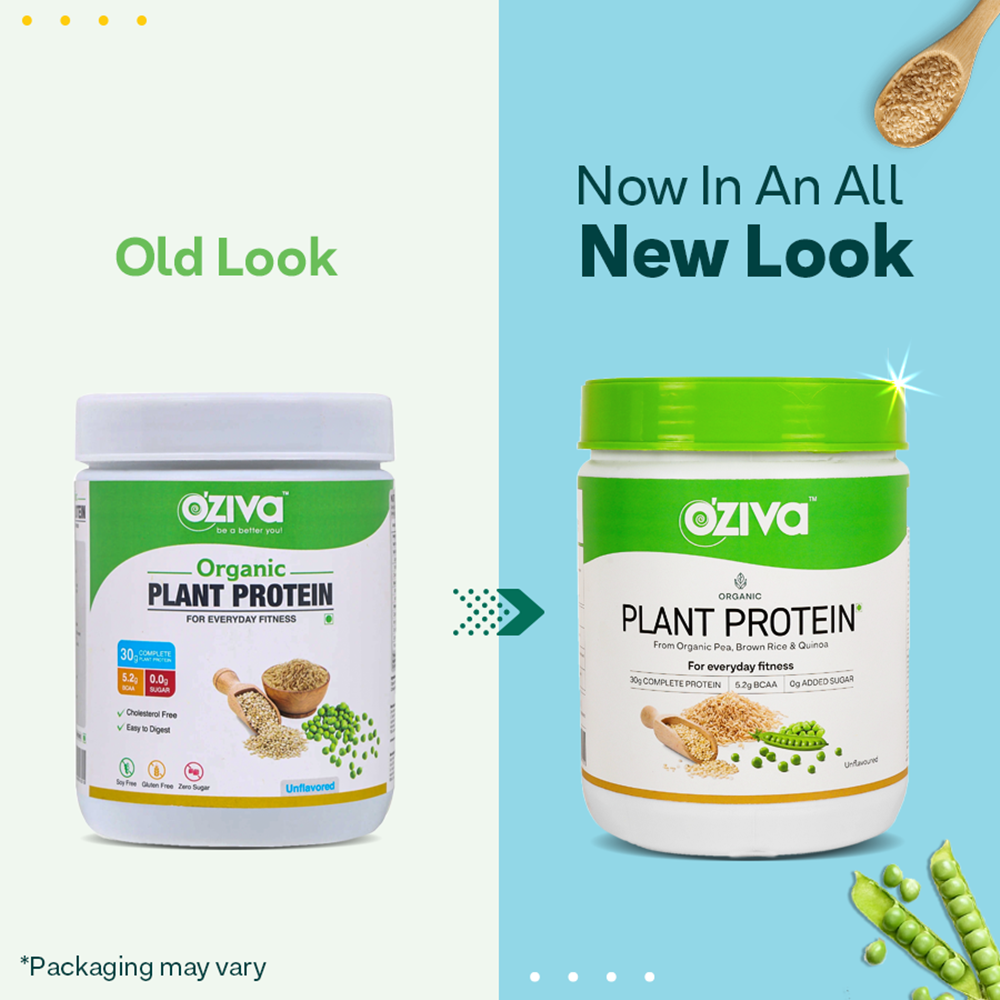 OZiva Organic Plant Protein For Everyday Fitness Old look New look