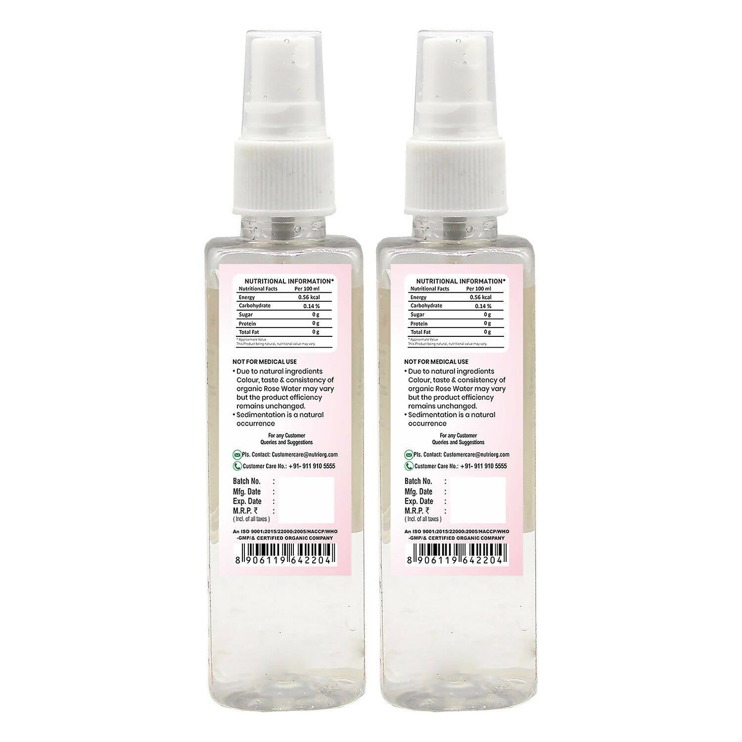 Nutriorg Certified Organic Rose Water - Distacart