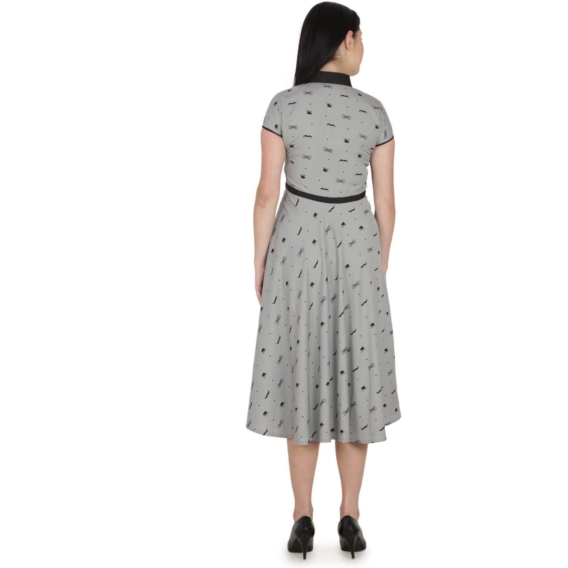 Kanoor Women's Grey Forck style Collar neck kurti