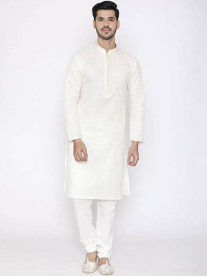 Manyavar Men White Solid Kurta with Pyjamas - Distacart