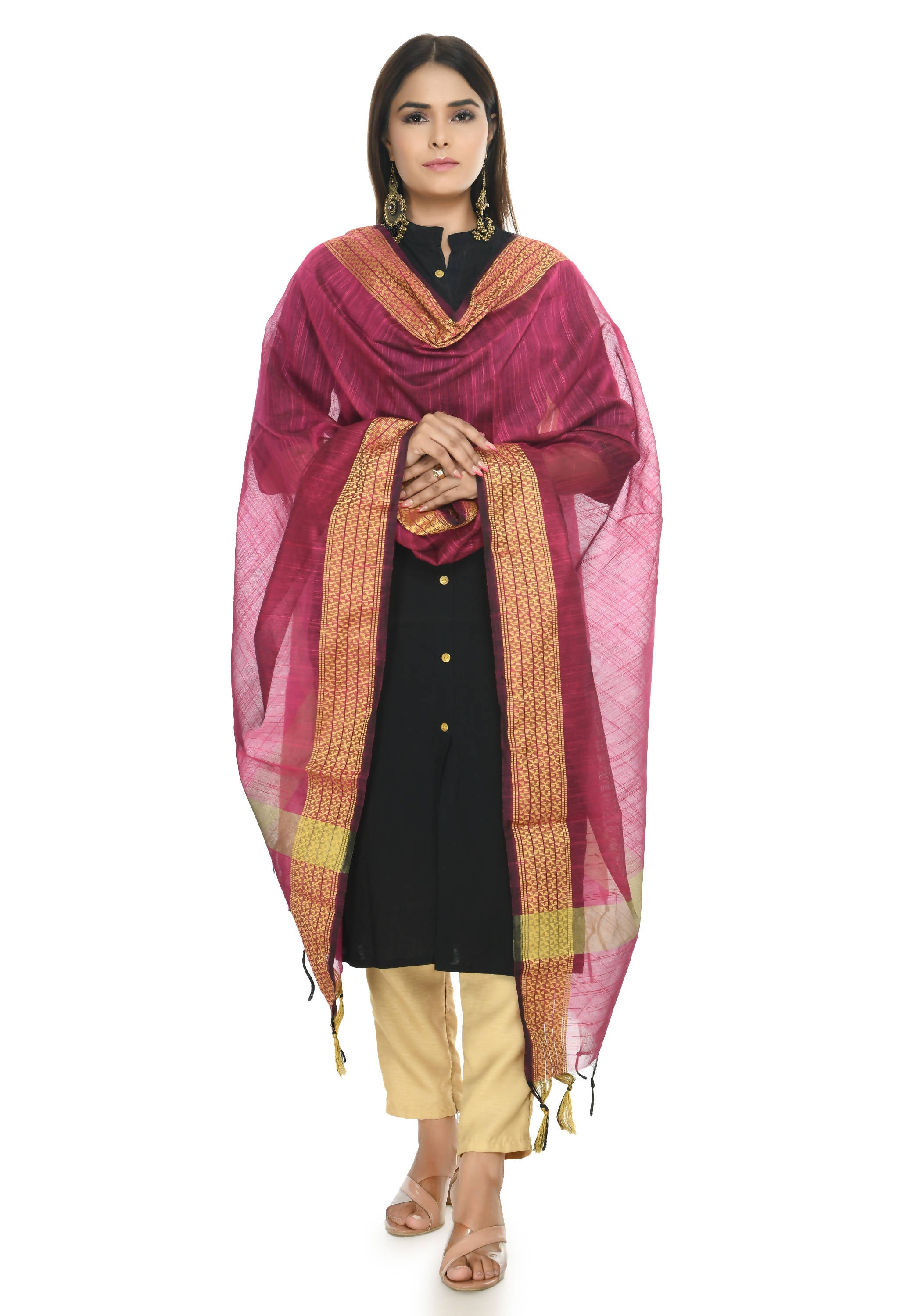 Mominos Fashion Moeza Handloom Cotton Pink Dupatta - Distacart