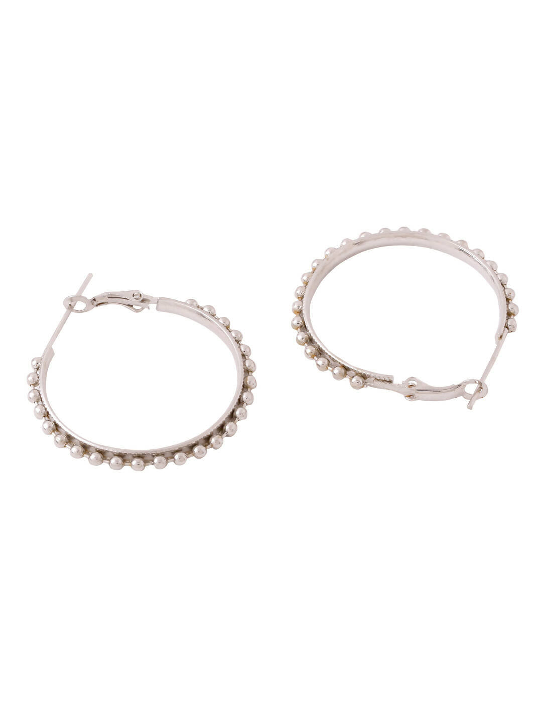 NVR Women Silver Toned Beaded Circular Earrings - Distacart
