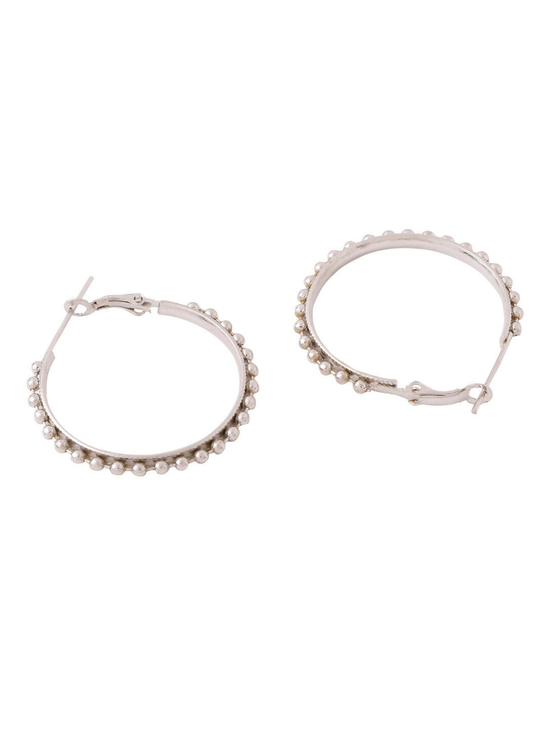 NVR Women Silver Toned Beaded Circular Earrings - Distacart