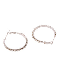 Thumbnail for NVR Women Silver Toned Beaded Circular Earrings - Distacart