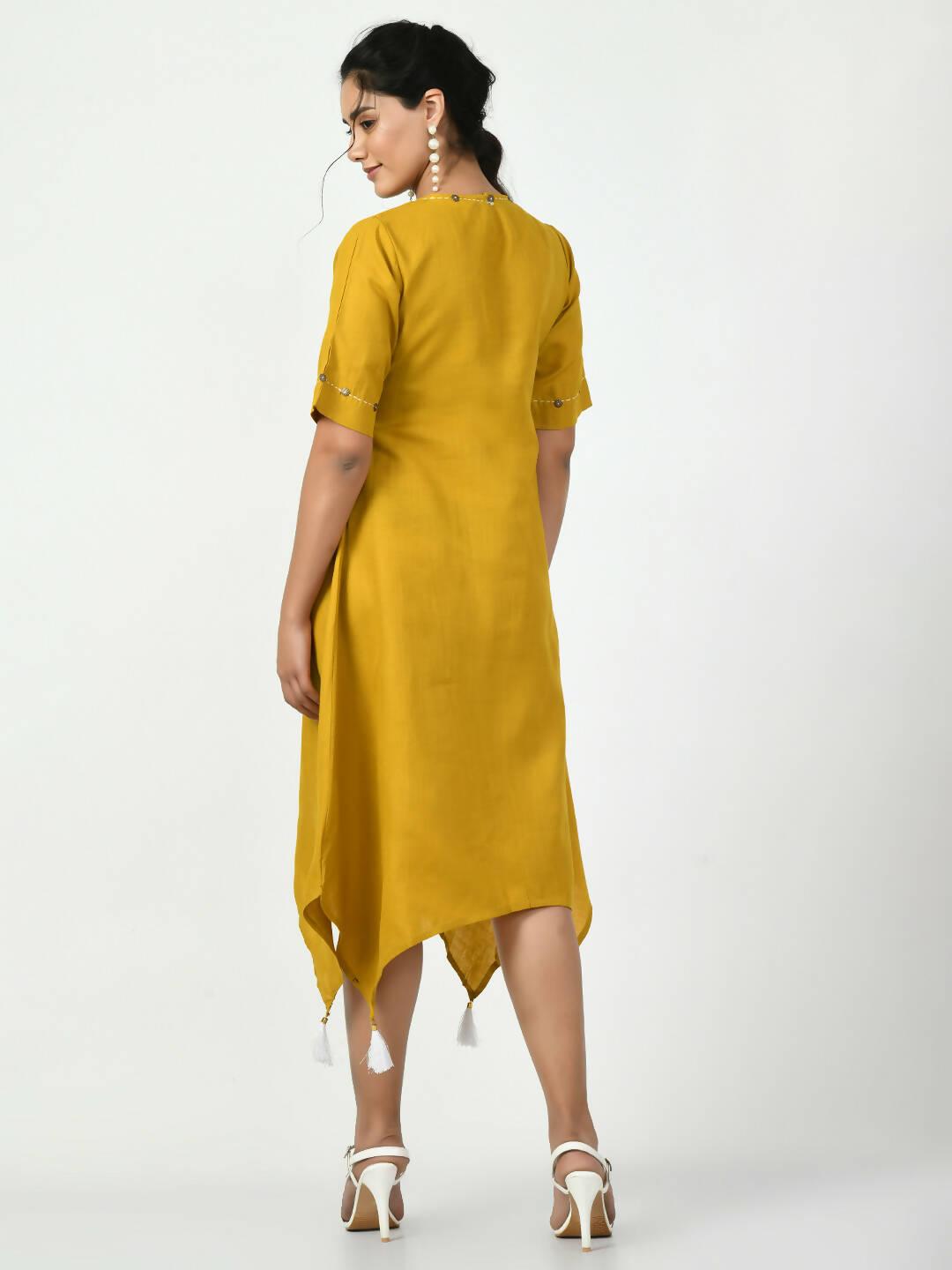 Myshka Women's Mustard A-Line Solid Kurta - Distacart