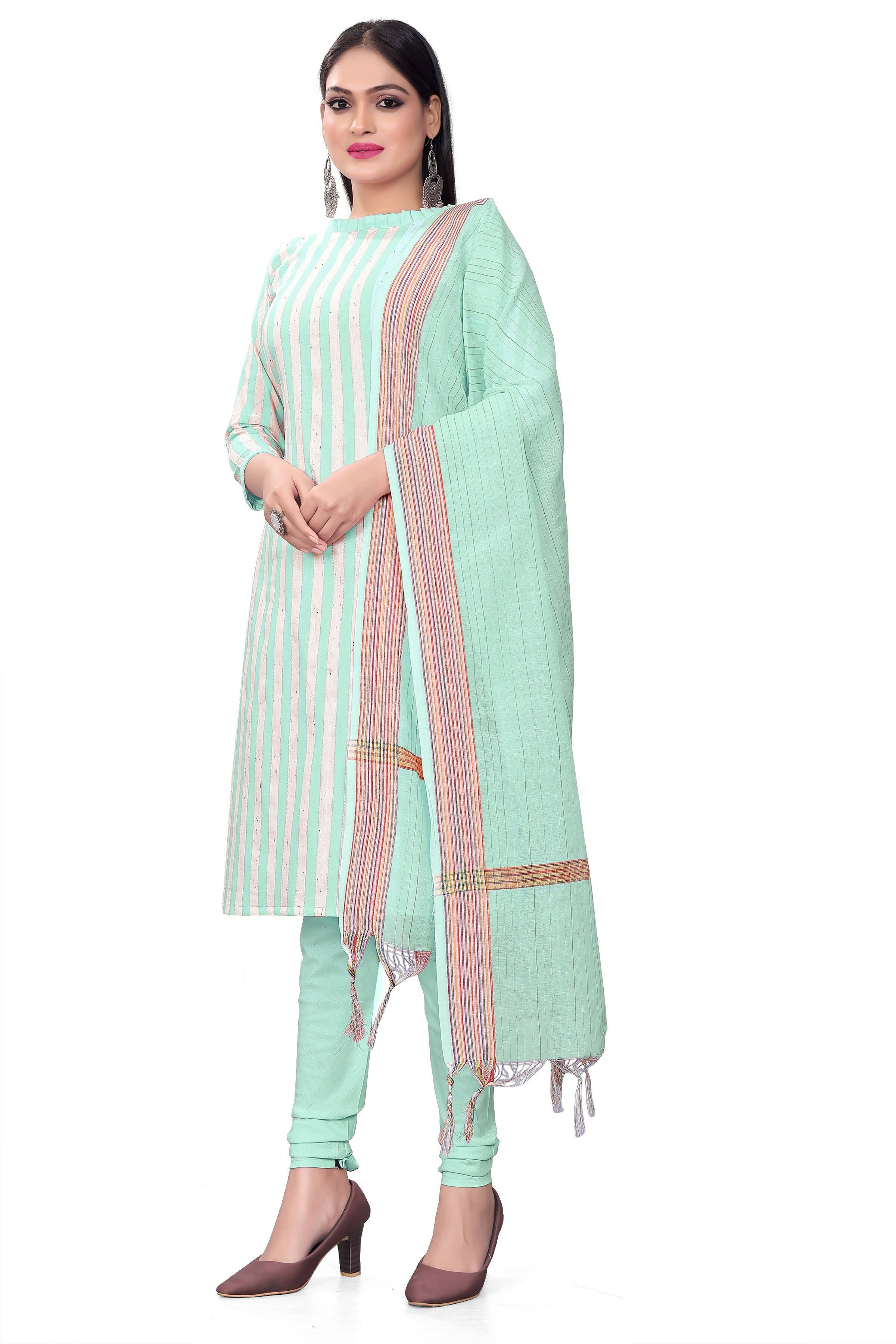 Sky Blue Cotton Jacquard Woven Unstitched Dress Material - Amara - Distacart