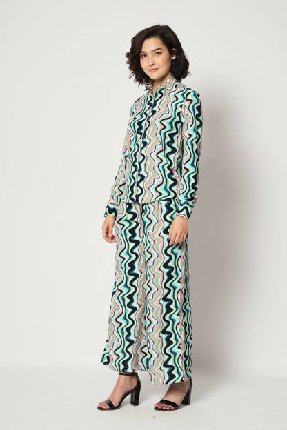 Light Blue Crepe Digital Printed Top With Matching Trouser - Shivani - Distacart