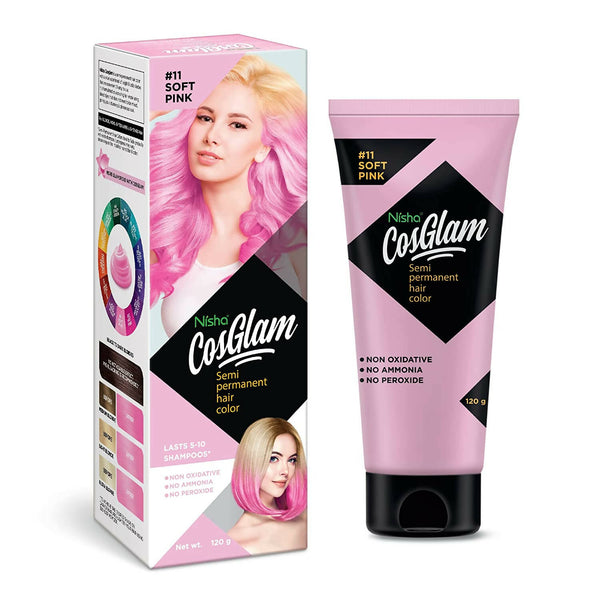 Nisha Cosglam Semi Permanent Hair Color 11 Soft Pink - Distacart
