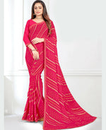 Thumbnail for Pink Georgette Bandhani Printed Saree With Unstitched Blouse Piece - Jyoti - Distacart