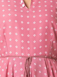 Thumbnail for Indya Pink & White Bandhani Printed Maxi Dress - Distacart