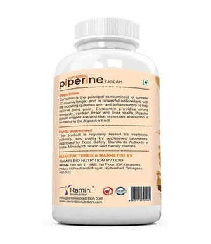 Ramini Bio Nutrition Curcumin Piperine 500mg Veg Capsules - Distacart
