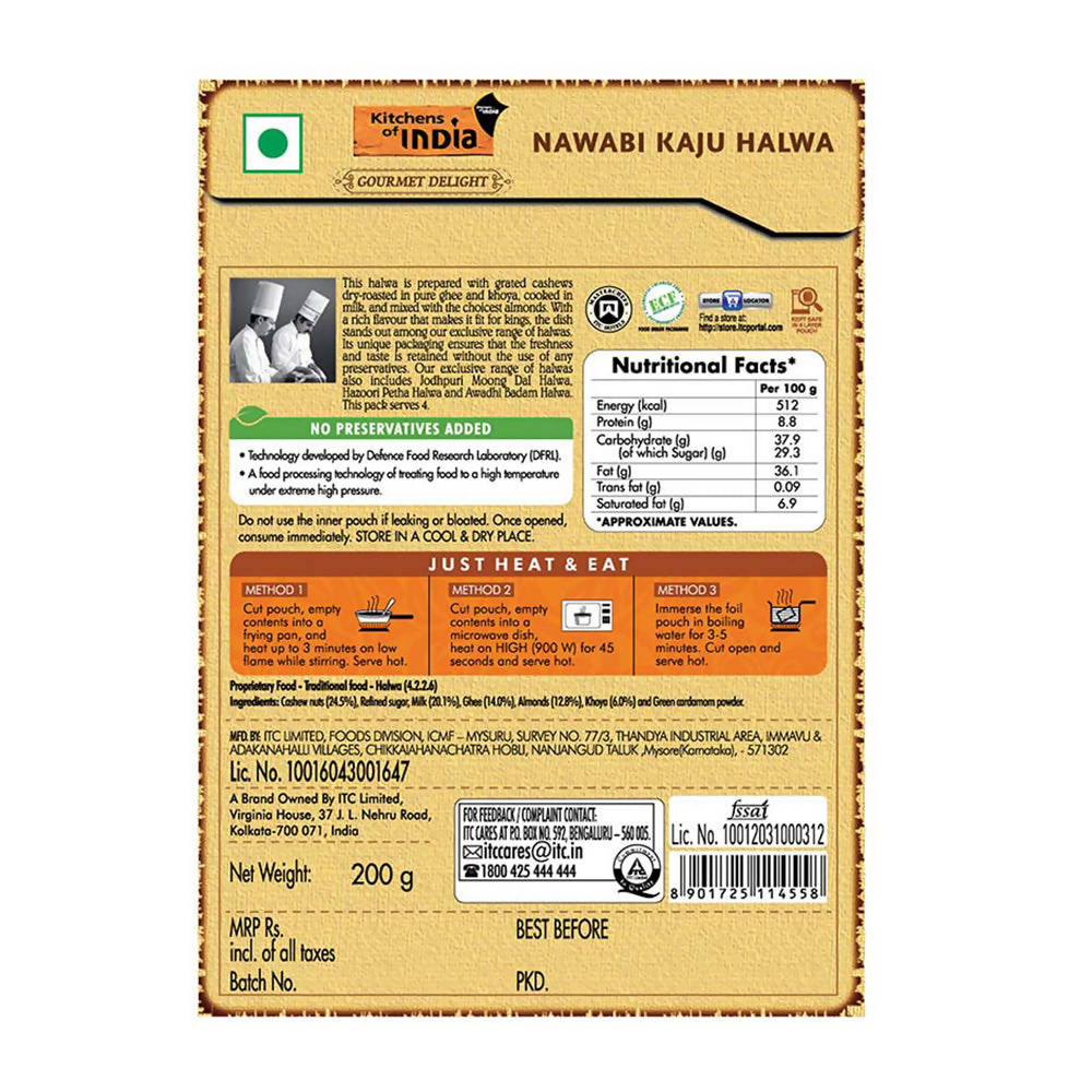 Kitchens of India Nawabi Kaju Halwa - Distacart