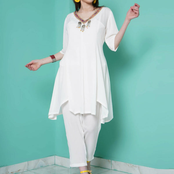 Women Republic White Rayo N Crepe Coord Set - Distacart