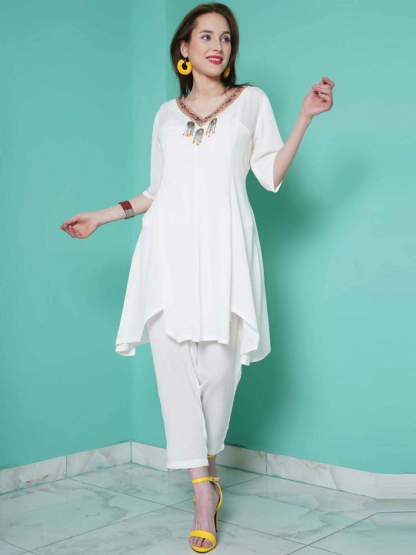 Women Republic White Rayo N Crepe Coord Set - Distacart