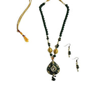 Thumbnail for Tiaraa Green Golden Traditional Necklace For Women - Distacart