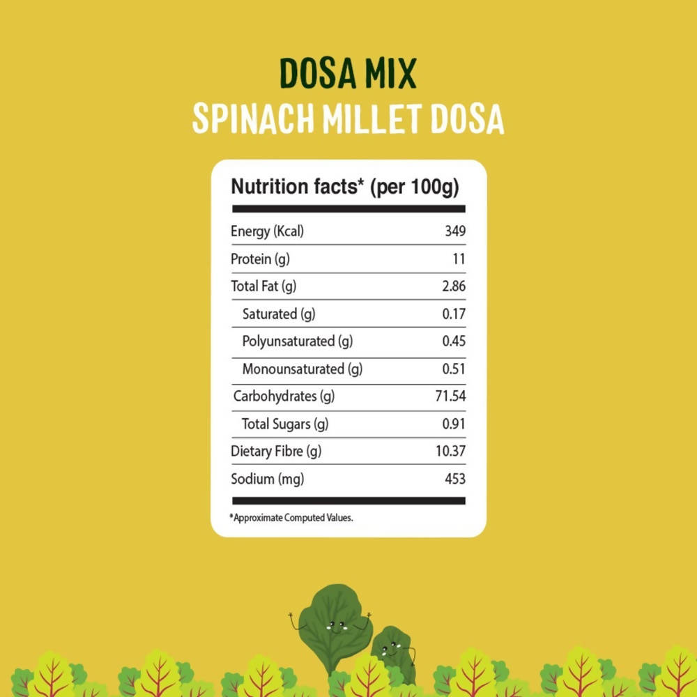 Timios Organic Millet Spinach Dosa Mix Nutrition Facts