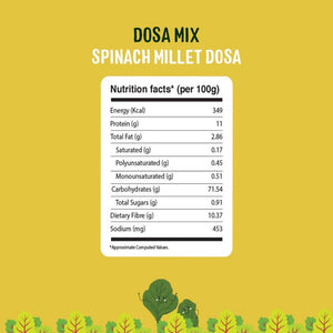 Timios Organic Millet Spinach Dosa Mix Nutrition Facts