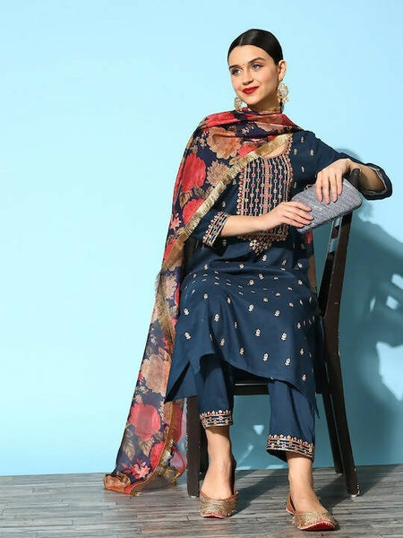 Varanga Women Solid Silk Blend Hyper Texture Kurta Set - Distacart