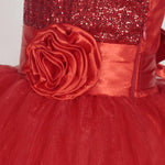Thumbnail for Asmaani Baby Girl's Red Satin Knee Length Frock (AS-DRESS_22148) - Distacart