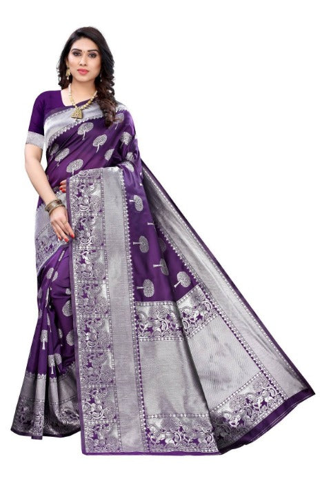 Vamika Banarasi Jacquard Weaving Purple Saree (AMEE PURPLE)
