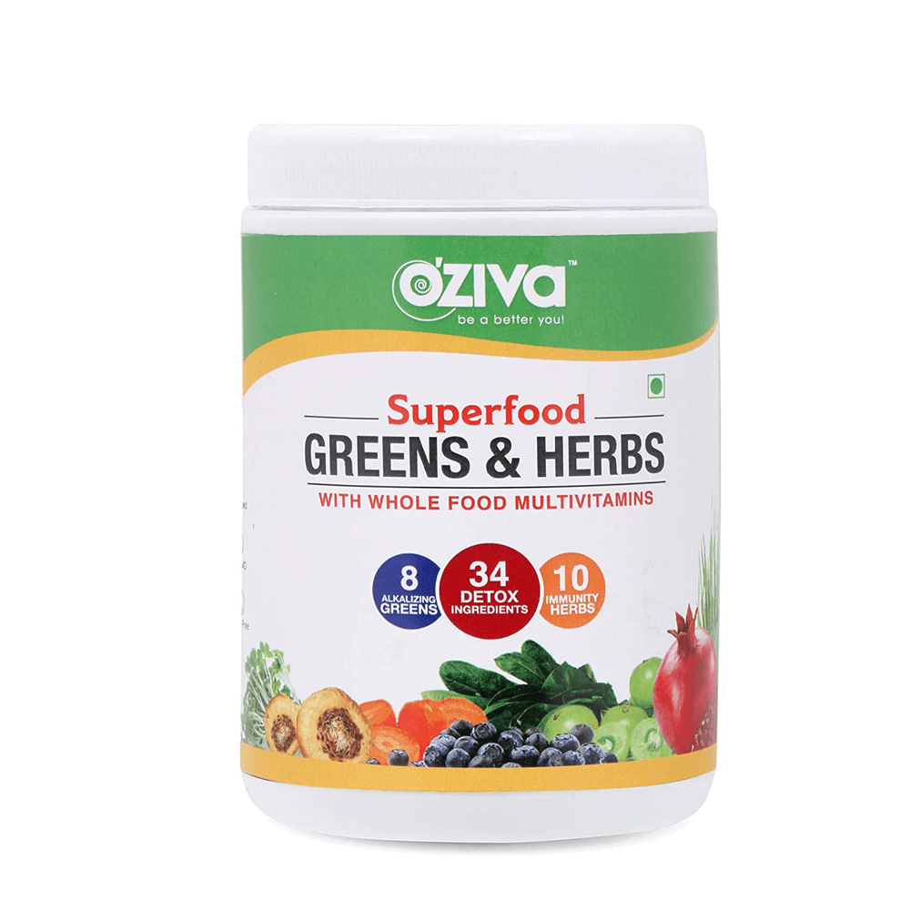 OZiva Superfood Greens & Herbs With Whole Food Multivitamins