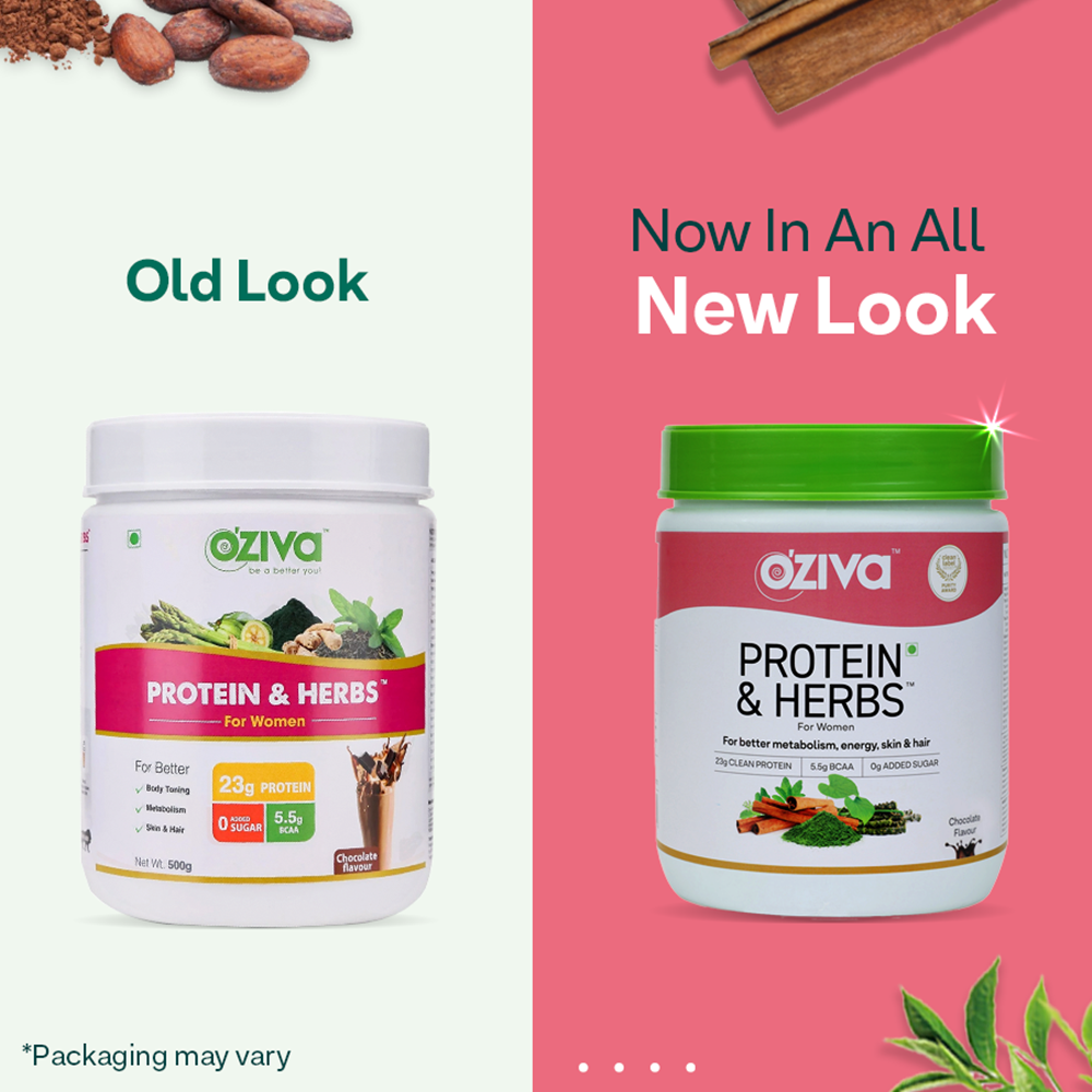 OZiva Protein & Herbs For Women Old vs New Look