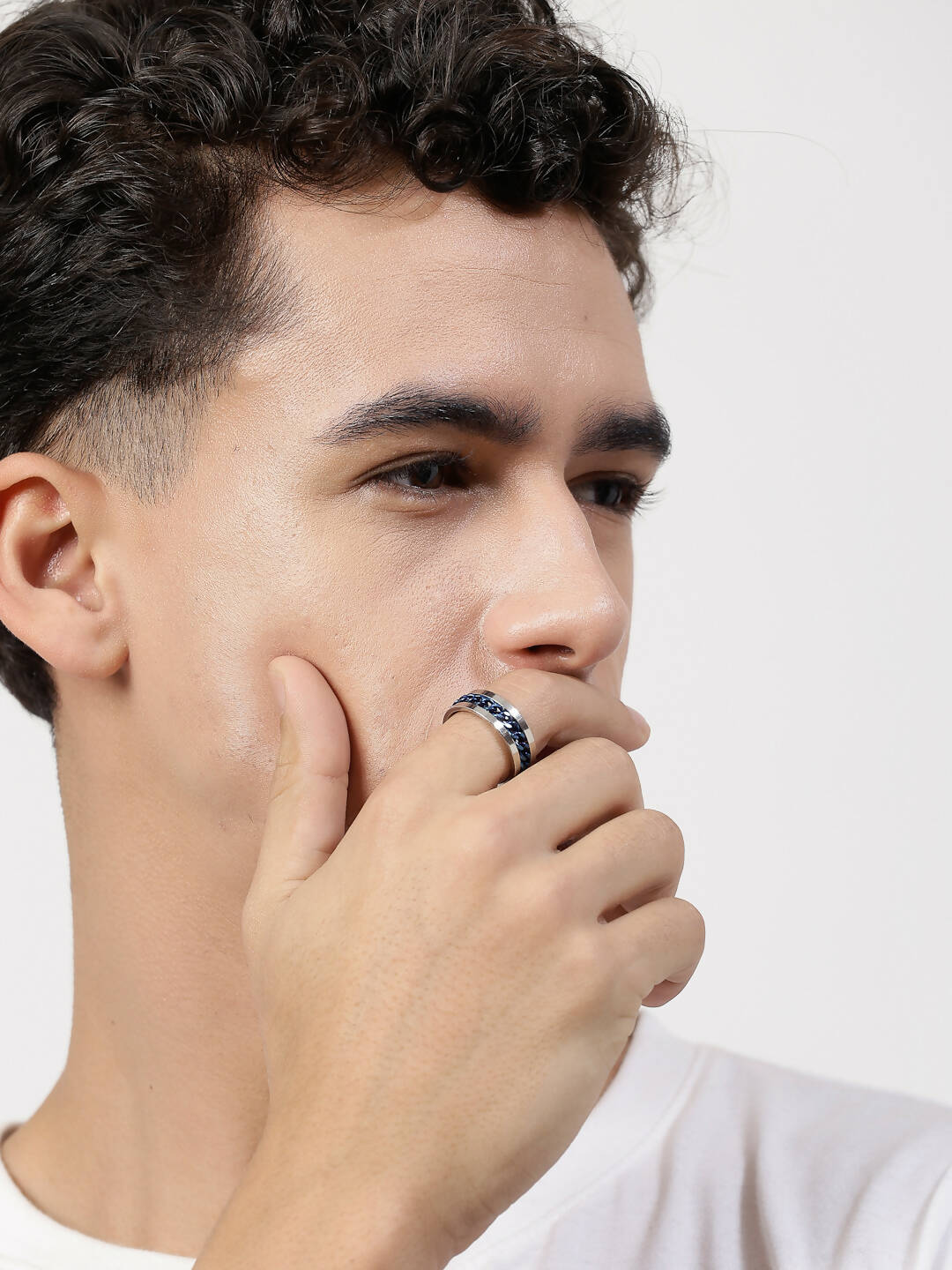 NVR Men's Rhodium Plated Stainless Steel Finger Ring - Distacart