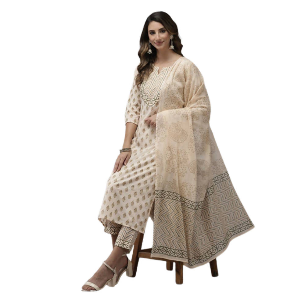 Shehnaai Beige Straight Kurta With Pant Set
